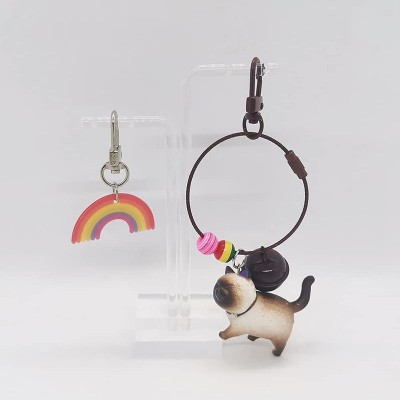 Pendentif petit chat, porte-clés circulaire en caoutchouc, cadeaux promotionnels durables