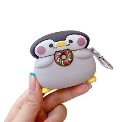 Articles promotionnels de cadeaux d'affaires de caisse en caoutchouc d'Airpod de pingouin de bande dessinée