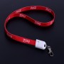 Cordon de cou rouge personnalisé et câble de chargement USB Câble de chargement USB avec logo 2 en 1