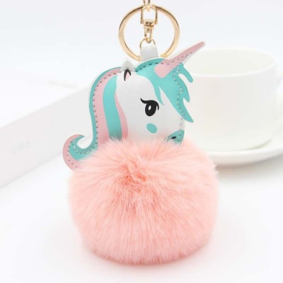 Porte-clés personnalisé en fausse fourrure licorne, porte-clés photo personnalisé avec pompon