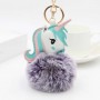 Porte-clés personnalisé en fausse fourrure licorne, porte-clés photo personnalisé avec pompon