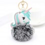 Porte-clés personnalisé en fausse fourrure licorne, porte-clés photo personnalisé avec pompon