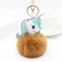 Porte-clés personnalisé en fausse fourrure licorne, porte-clés photo personnalisé avec pompon