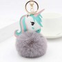 Porte-clés personnalisé en fausse fourrure licorne, porte-clés photo personnalisé avec pompon