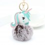 Porte-clés personnalisé en fausse fourrure licorne, porte-clés photo personnalisé avec pompon