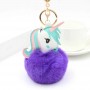 Porte-clés personnalisé en fausse fourrure licorne, porte-clés photo personnalisé avec pompon