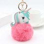 Porte-clés personnalisé en fausse fourrure licorne, porte-clés photo personnalisé avec pompon