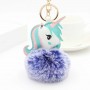 Porte-clés personnalisé en fausse fourrure licorne, porte-clés photo personnalisé avec pompon