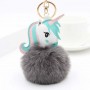 Porte-clés personnalisé en fausse fourrure licorne, porte-clés photo personnalisé avec pompon