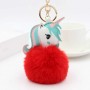 Porte-clés personnalisé en fausse fourrure licorne, porte-clés photo personnalisé avec pompon