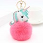 Porte-clés personnalisé en fausse fourrure licorne, porte-clés photo personnalisé avec pompon