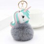 Porte-clés personnalisé en fausse fourrure licorne, porte-clés photo personnalisé avec pompon