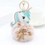 Porte-clés personnalisé en fausse fourrure licorne, porte-clés photo personnalisé avec pompon