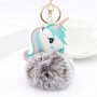 Porte-clés personnalisé en fausse fourrure licorne, porte-clés photo personnalisé avec pompon