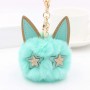 Cool Star Eyes tête de chat modélisation fausse boule de fourrure de lapin porte-clés personnalisé pompon porte-clés personnalis