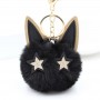 Cool Star Eyes tête de chat modélisation fausse boule de fourrure de lapin porte-clés personnalisé pompon porte-clés personnalis