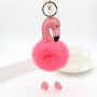 Porte-clés personnalisé boule de fourrure flamant rose porte-clés photo personnalisé pompon