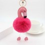 Porte-clés personnalisé boule de fourrure flamant rose porte-clés photo personnalisé pompon