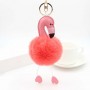 Porte-clés personnalisé boule de fourrure flamant rose porte-clés photo personnalisé pompon