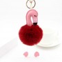 Porte-clés personnalisé boule de fourrure flamant rose porte-clés photo personnalisé pompon