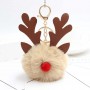 Boule de fourrure de cerf de noël porte-clés photo personnalisé porte-clés pompon personnalisé