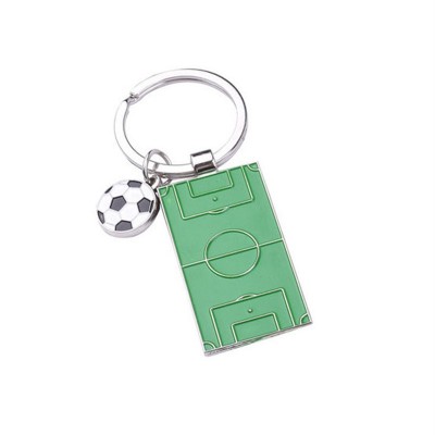 Porte-clés de football personnalisé avec logo terrain de football, porte-clés gravé en métal