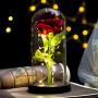 Fleur de rose illuminée, cadeau de fleur unique dans un dôme en verre avec boîte-cadeau