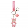 Porte-clés en caoutchouc PVC Sinebear rose, articles cadeaux en vrac