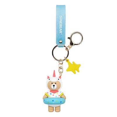 Porte-clés en caoutchouc Sinebear de natation, pendentif cadeau personnalisé