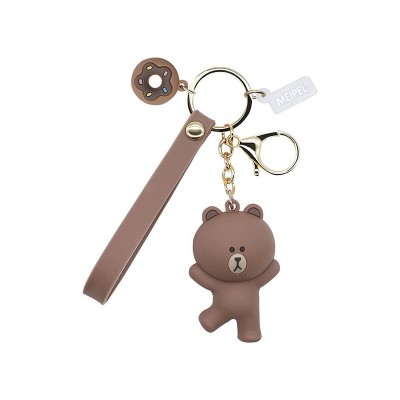 Porte-clés ours ligne marron en caoutchouc, cadeau utile pour les vacances