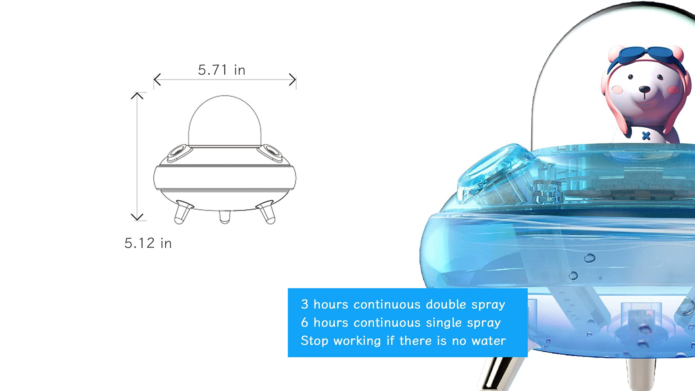 Logo personnalisé sur mignon et grande capacité humidifier au frais en hiver