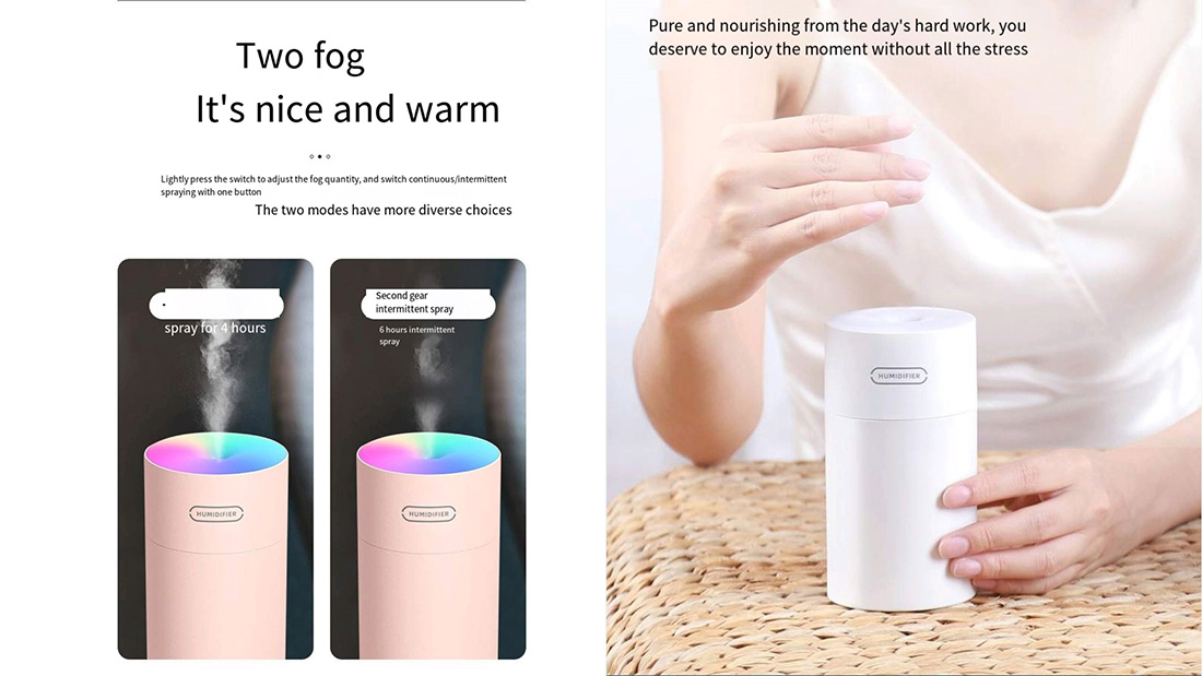 produits promotionnels imprimés mini humidificateur à atomisation personnalisé pour elle